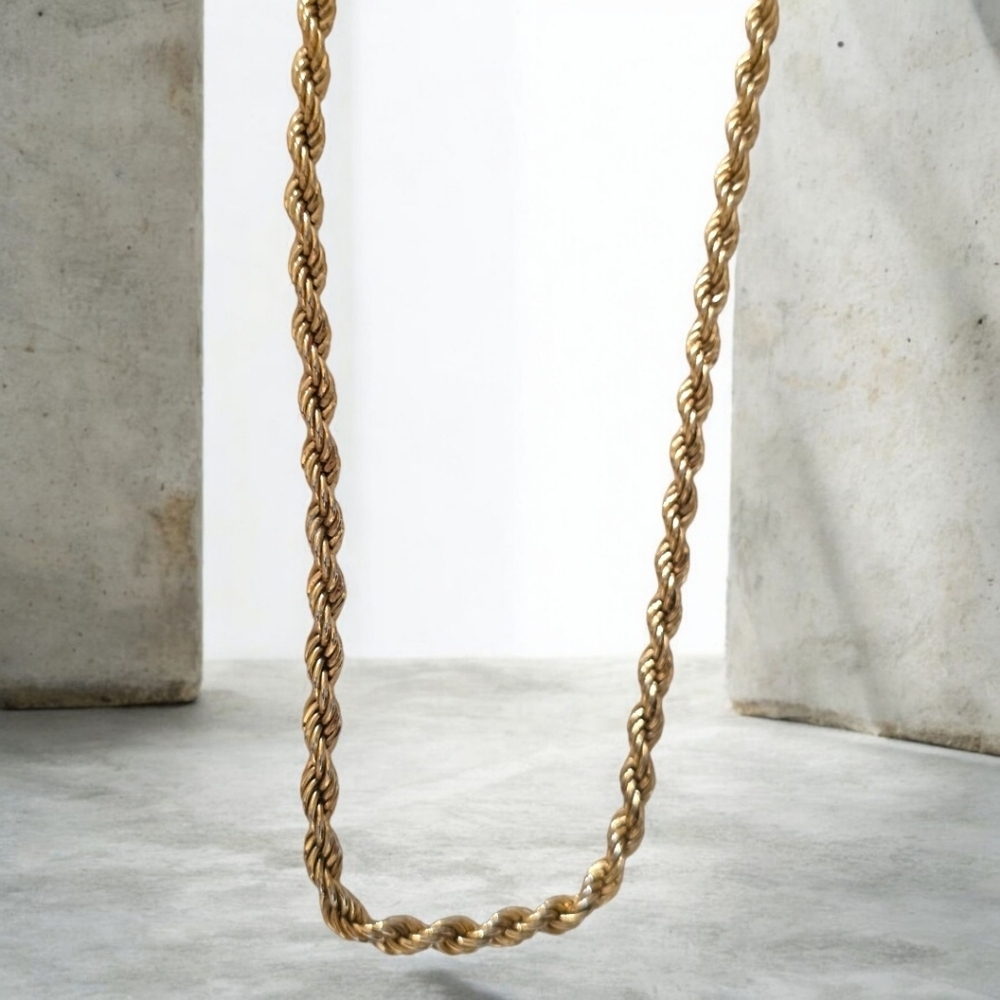 Vintage Monet Gold Rope Chain Necklace — Classic Twisted Chain, 1970s–1980s - Picture 12 of 16